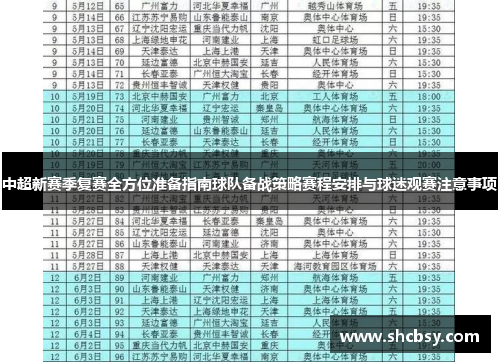中超新赛季复赛全方位准备指南球队备战策略赛程安排与球迷观赛注意事项
